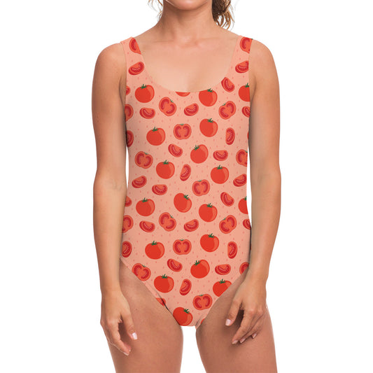 Cute Tomato Pattern Print One Piece Swimsuit