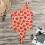 Cute Tomato Pattern Print One Shoulder Bodysuit