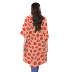 Cute Tomato Pattern Print Open Front Beach Cover Up