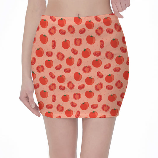 Cute Tomato Pattern Print Pencil Mini Skirt