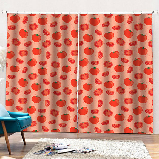 Cute Tomato Pattern Print Pencil Pleat Curtains