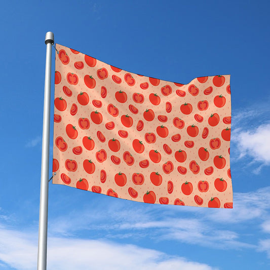 Cute Tomato Pattern Print Polyester Flag