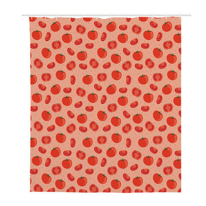 Cute Tomato Pattern Print Polyester Shower Curtain