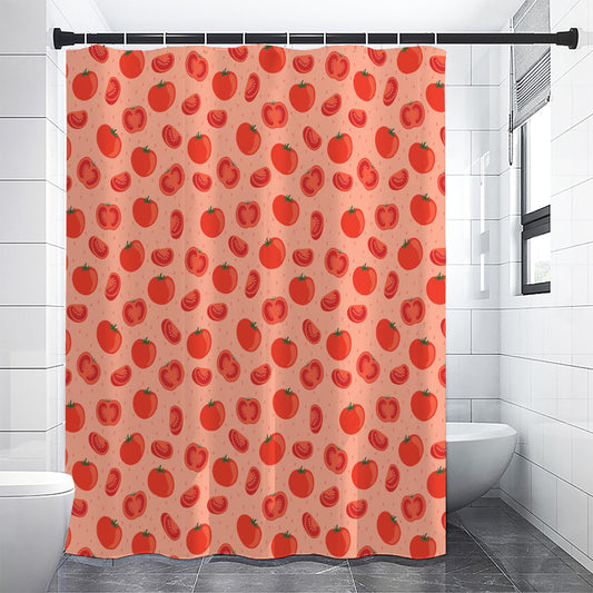 Cute Tomato Pattern Print Premium Shower Curtain