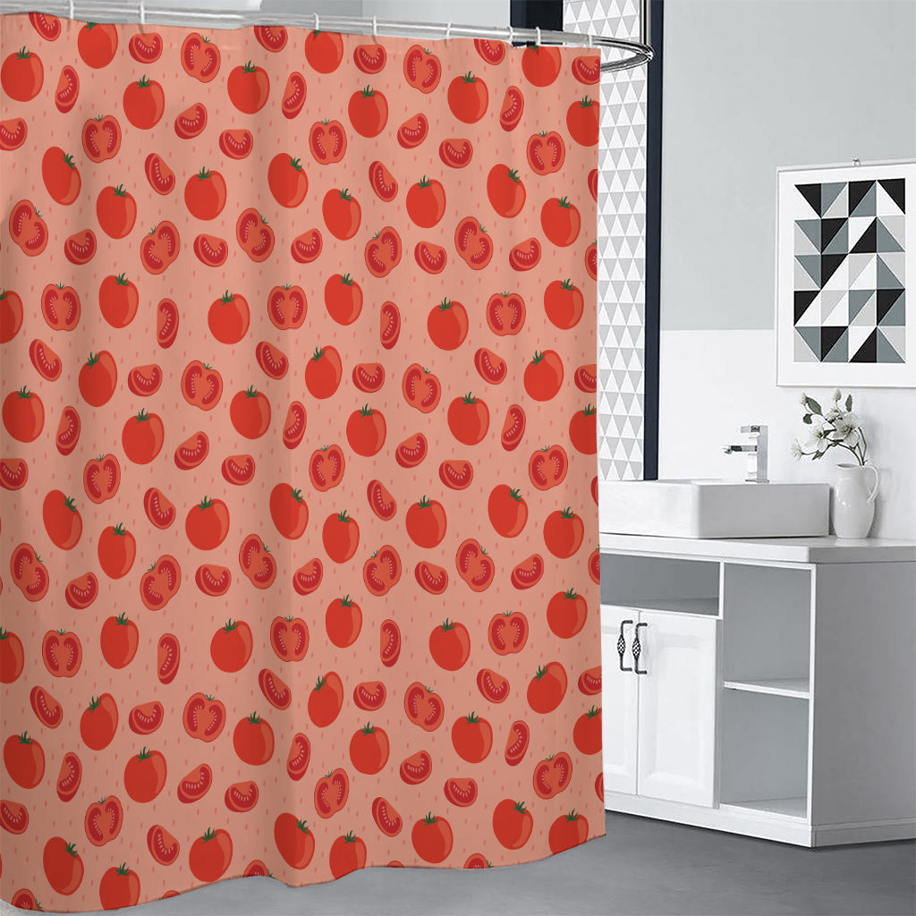 Cute Tomato Pattern Print Premium Shower Curtain