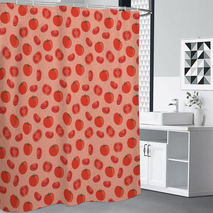 Cute Tomato Pattern Print Premium Shower Curtain