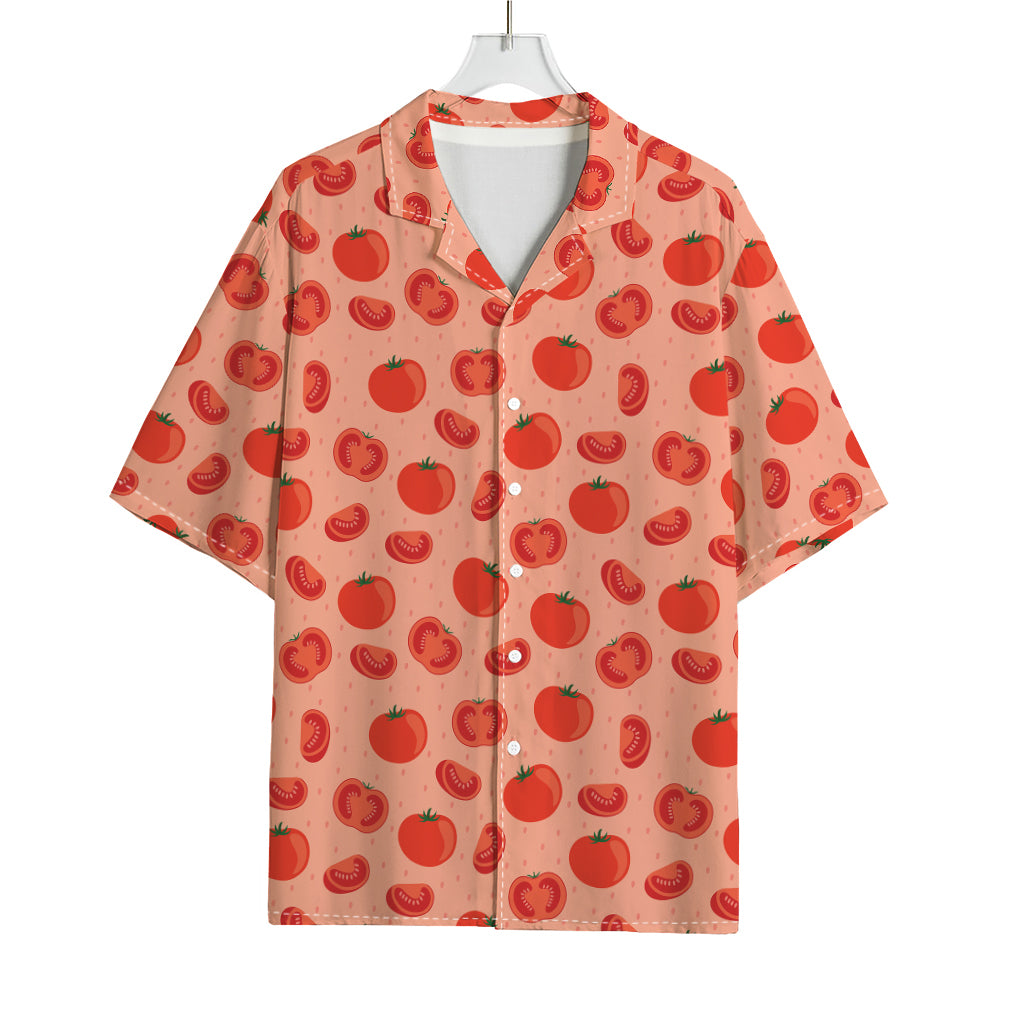 Cute Tomato Pattern Print Rayon Hawaiian Shirt