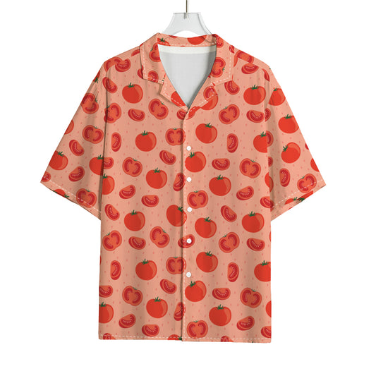 Cute Tomato Pattern Print Rayon Hawaiian Shirt