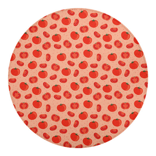Cute Tomato Pattern Print Round Blanket