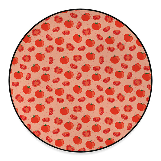 Cute Tomato Pattern Print Round Floor Mat