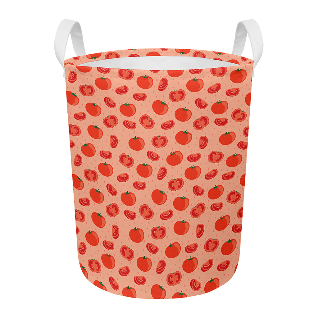 Cute Tomato Pattern Print Round Laundry Basket