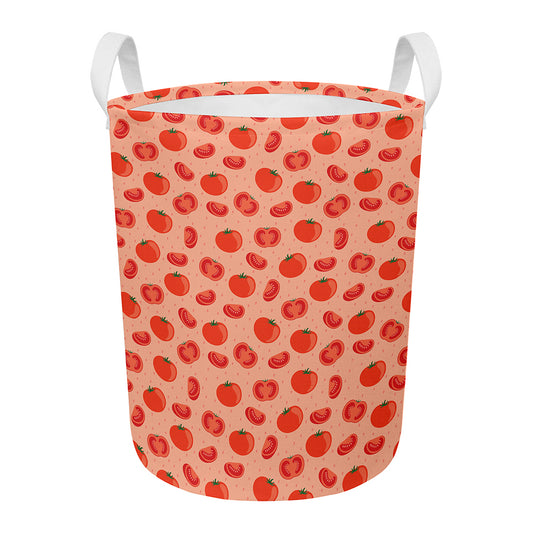 Cute Tomato Pattern Print Round Laundry Basket