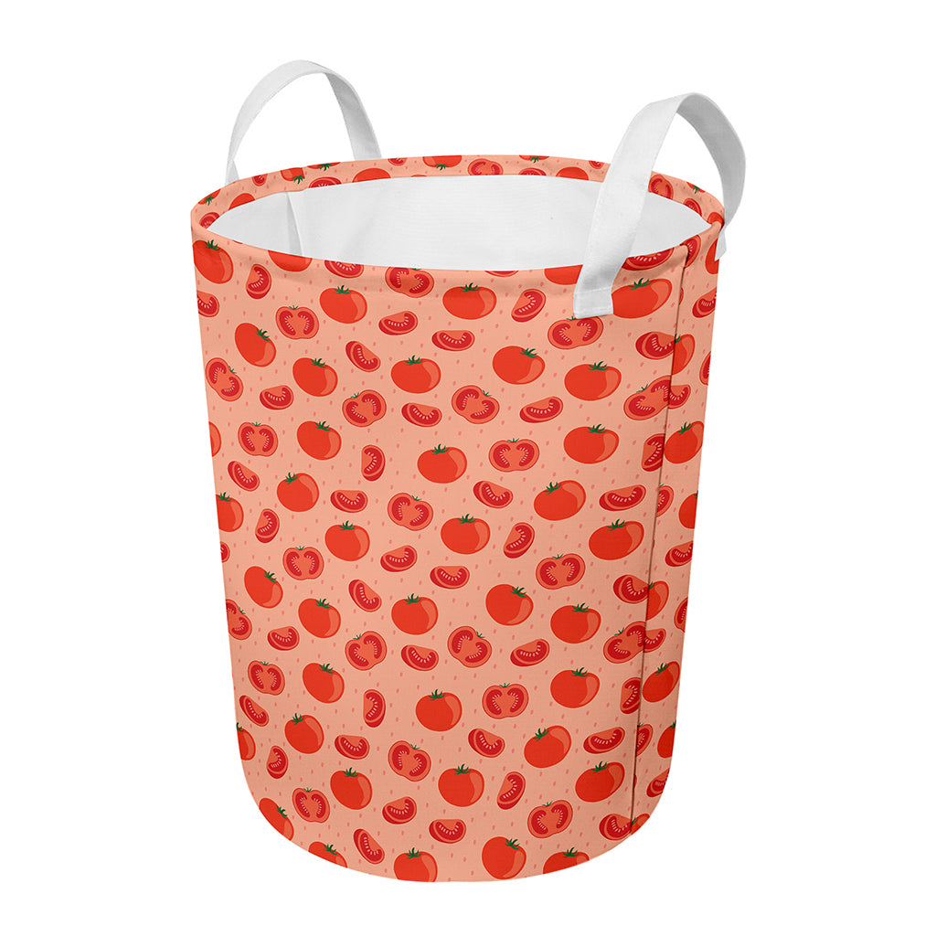 Cute Tomato Pattern Print Round Laundry Basket