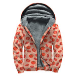 Cute Tomato Pattern Print Sherpa Lined Zip Up Hoodie