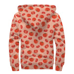 Cute Tomato Pattern Print Sherpa Lined Zip Up Hoodie