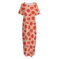 Cute Tomato Pattern Print Short Sleeve Long Nightdress