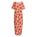 Cute Tomato Pattern Print Short Sleeve Long Nightdress