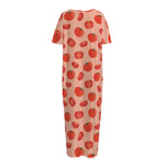 Cute Tomato Pattern Print Short Sleeve Long Nightdress