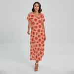 Cute Tomato Pattern Print Short Sleeve Maxi Dress