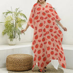 Cute Tomato Pattern Print Silk V-Neck Kaftan Dress