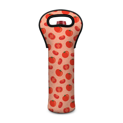Cute Tomato Pattern Print Single Neoprene Wine Tote