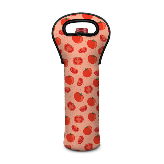 Cute Tomato Pattern Print Single Neoprene Wine Tote