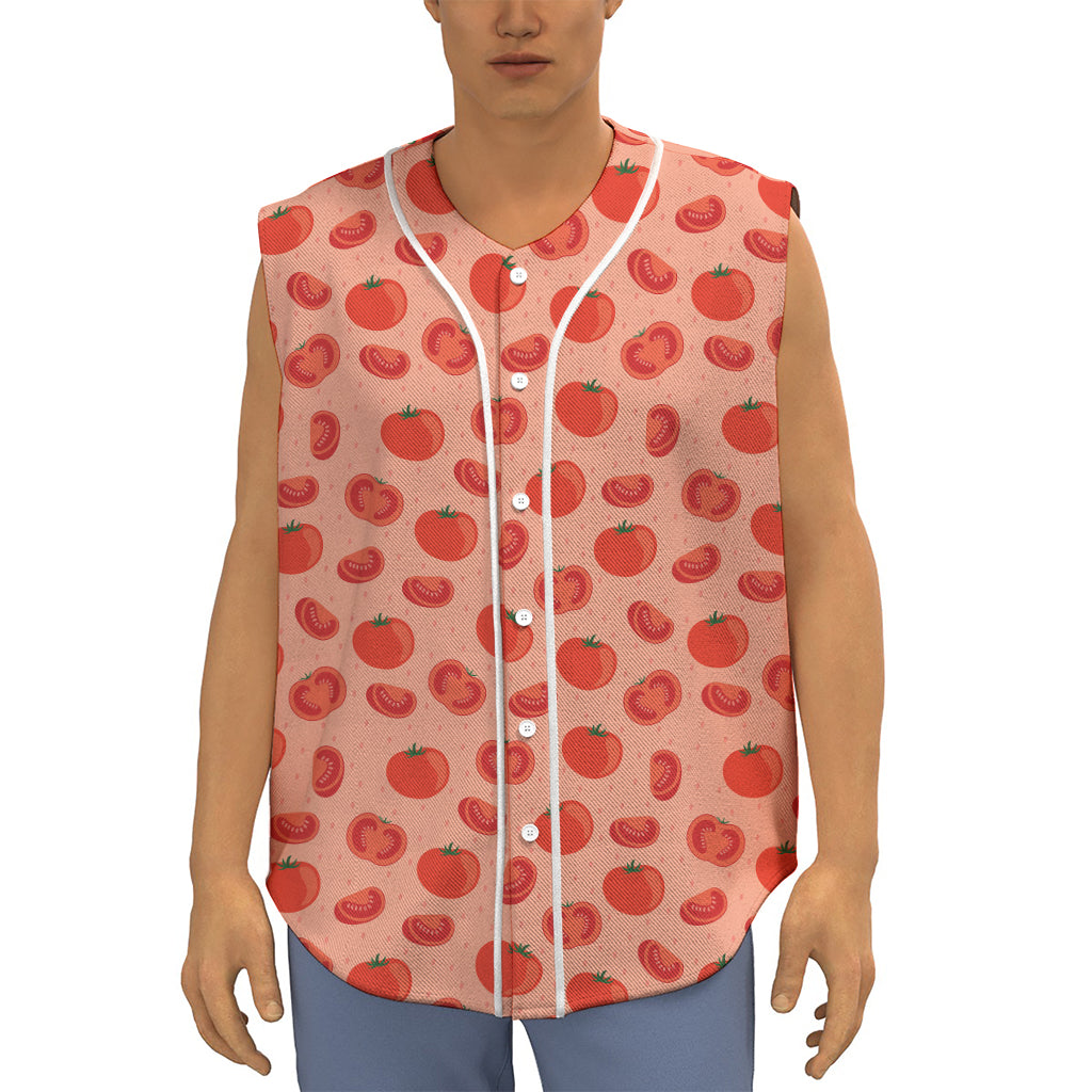 Cute Tomato Pattern Print Sleeveless Baseball Jersey