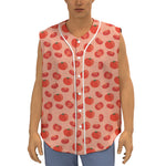 Cute Tomato Pattern Print Sleeveless Baseball Jersey