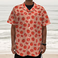 Cute Tomato Pattern Print Textured Short Sleeve Shirt