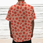 Cute Tomato Pattern Print Textured Short Sleeve Shirt