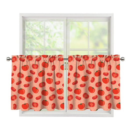 Cute Tomato Pattern Print Tier Curtains