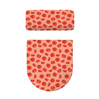 Cute Tomato Pattern Print Toilet Lid And Tank Cover Set