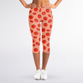 Cute Tomato Pattern Print Women's Capri Leggings