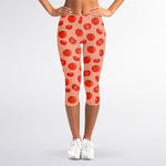 Cute Tomato Pattern Print Women's Capri Leggings