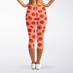 Cute Tomato Pattern Print Women's Capri Leggings