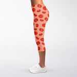 Cute Tomato Pattern Print Women's Capri Leggings