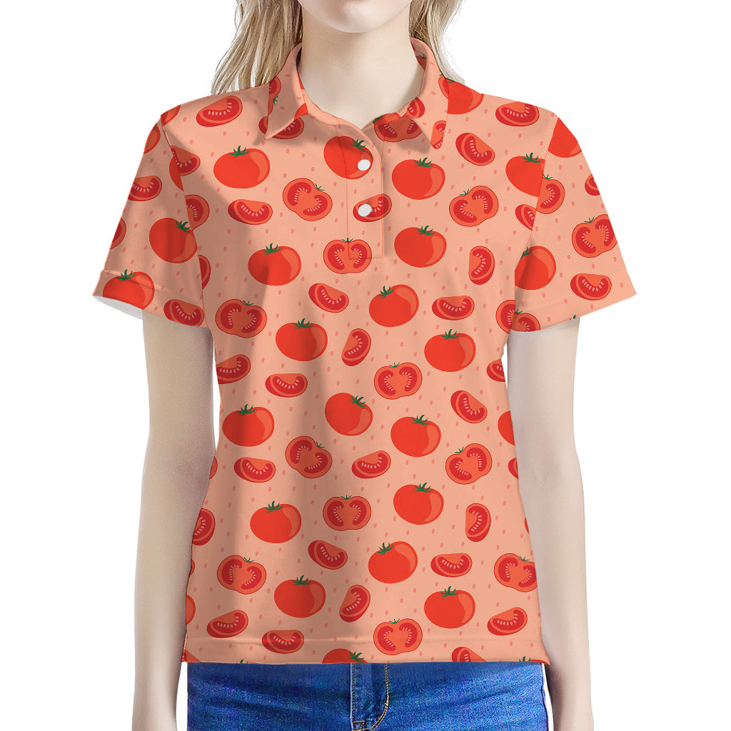 Cute Tomato Pattern Print Women's Polo Shirt