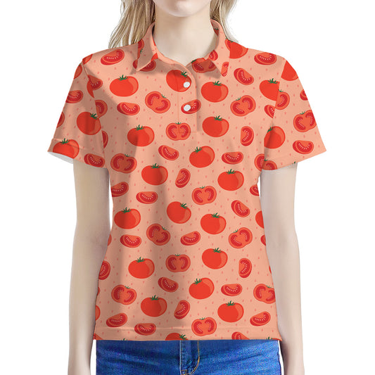 Cute Tomato Pattern Print Women's Polo Shirt