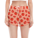 Cute Tomato Pattern Print Women's Split Running Shorts