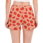 Cute Tomato Pattern Print Women's Split Running Shorts