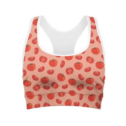 Cute Tomato Pattern Print Women's Sports Bra
