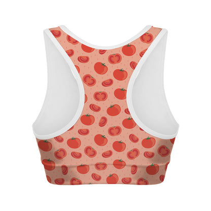 Cute Tomato Pattern Print Women's Sports Bra