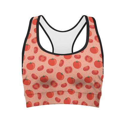 Cute Tomato Pattern Print Women's Sports Bra