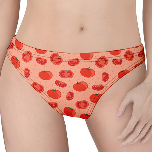 Cute Tomato Pattern Print Women's Thong