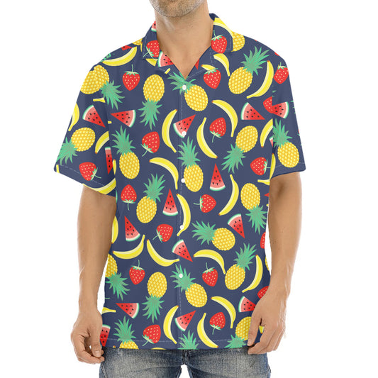 Cute Tropical Fruits Pattern Print Aloha Shirt