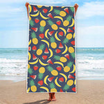 Cute Tropical Fruits Pattern Print Beach Towel
