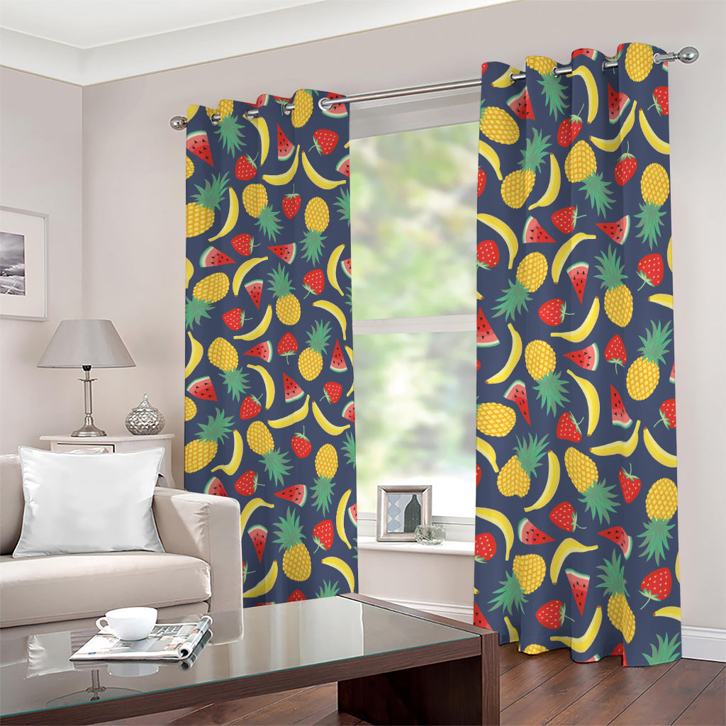 Cute Tropical Fruits Pattern Print Blackout Grommet Curtains