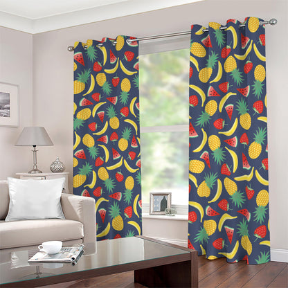Cute Tropical Fruits Pattern Print Blackout Grommet Curtains