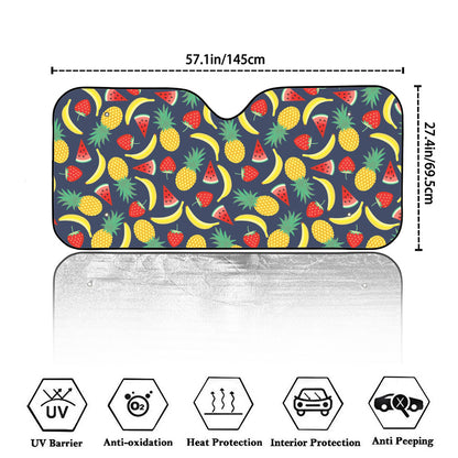 Cute Tropical Fruits Pattern Print Car Windshield Sun Shade