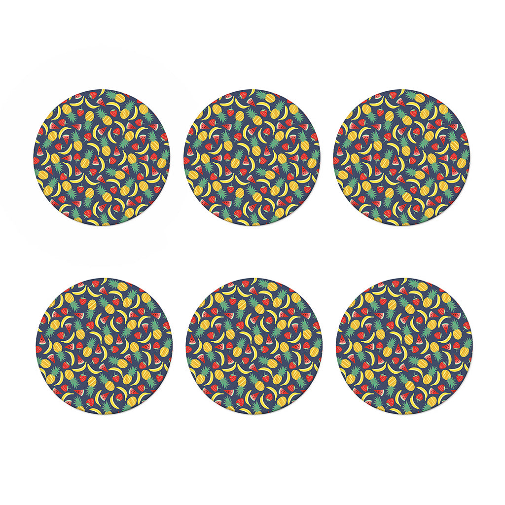 Cute Tropical Fruits Pattern Print Coaster Set